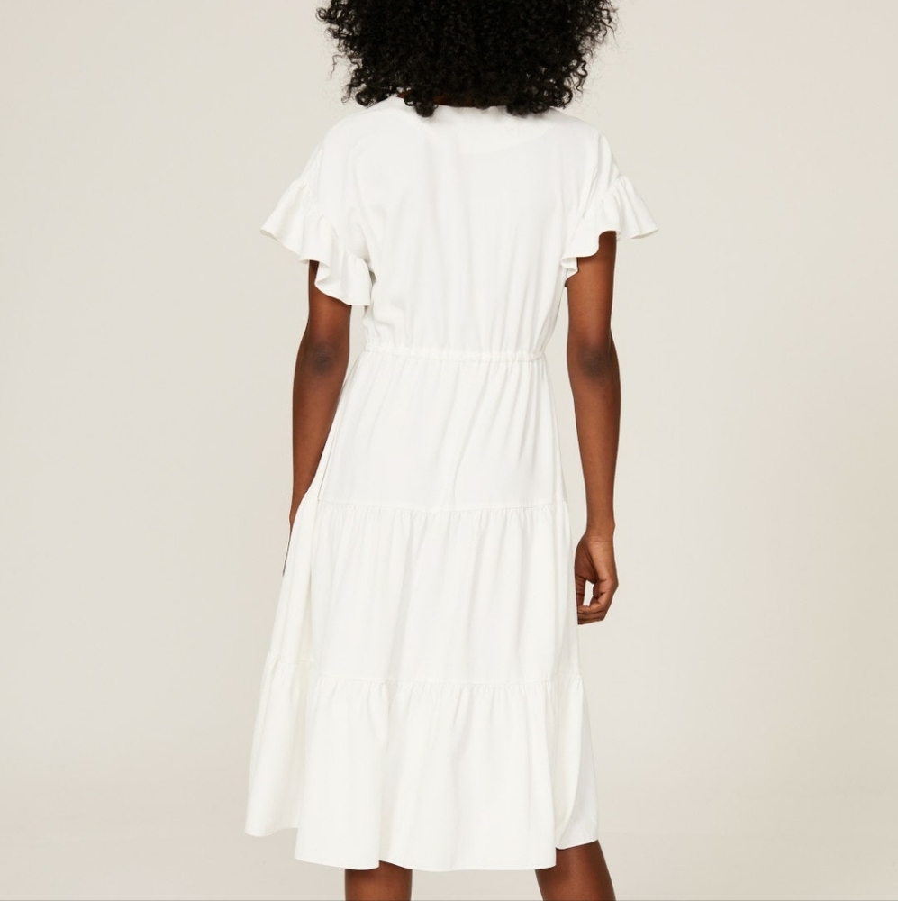 Amanda Uprichard Pegasus Ivory Tiered Waist Tie Dress - Picture 4 of 8